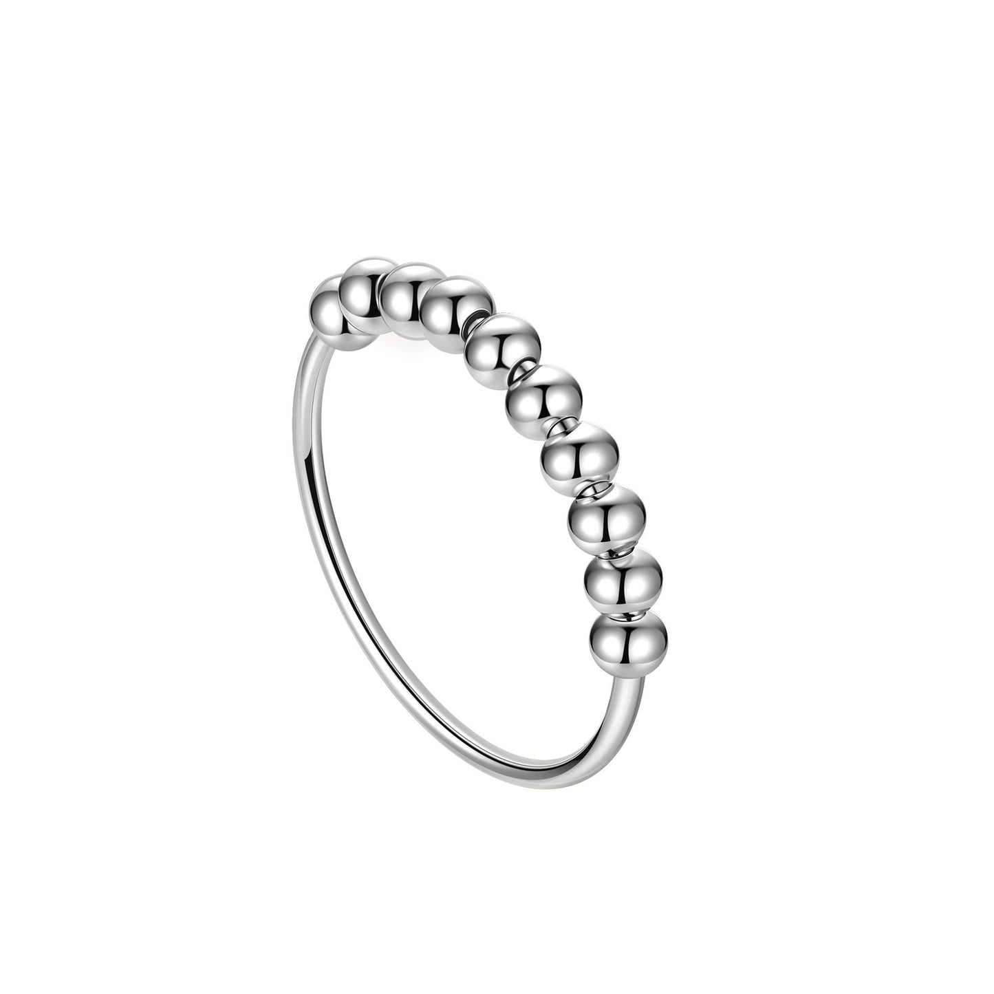 S925 Sterling Silver Ten Beads Relieve Anxiety Lucky Ring